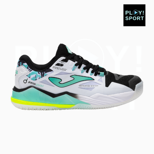 joma chaussure spin blanc et noir de profil
