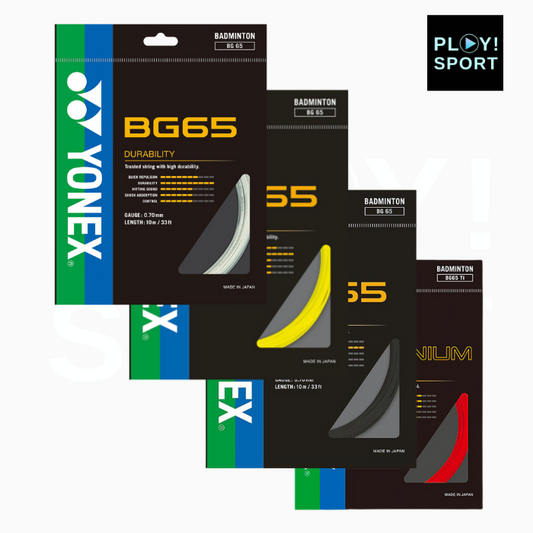 YONEX CORDAGE BG65 (10m) BADMINTON BLANC, JAUNE, NOIR, ROUGE
