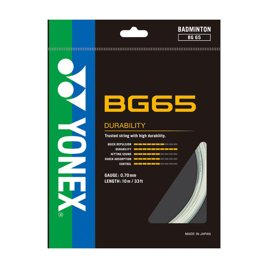 YONEX CORDAGE BG65 (10m) BADMINTON BLANC