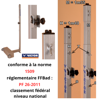 VICTOR POTEAUX COMPETITION HOMOLOGUES FFBaD lestés hauteur réglable (la paire)