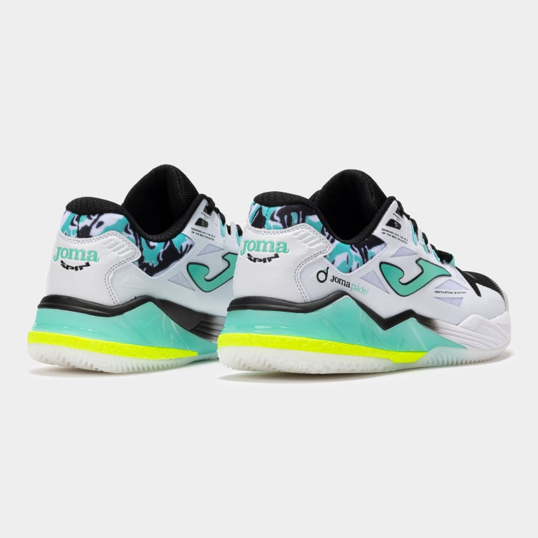 joma chaussure spin blanc et noir  de dos 