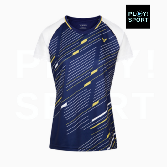 Victor T-Shirt T-44100 B Femme bleu et blanc avec un peu de or 