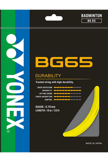 YONEX CORDAGE BG65 (10m) BADMINTON JAUNE 