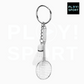 Porte-clé badminton volant blanc + raquette métal