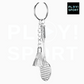 Porte-clé badminton volant + raquette métal 