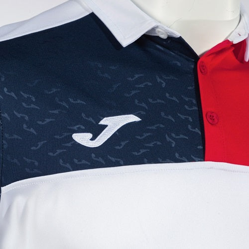Polo Joma CREW V Navy/Rouge/Blanc logo brodé