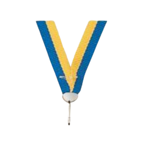 Ruban fin pour médaille jaune/bleu 80x1 cm
